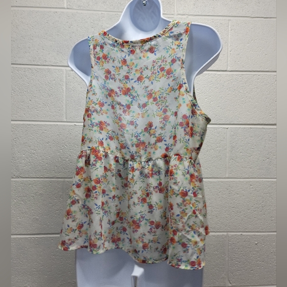 Arizona Jean Co Scoop Neck Babydoll Top Size L Closure Button & TASSLE TIE - Picture 3 of 8